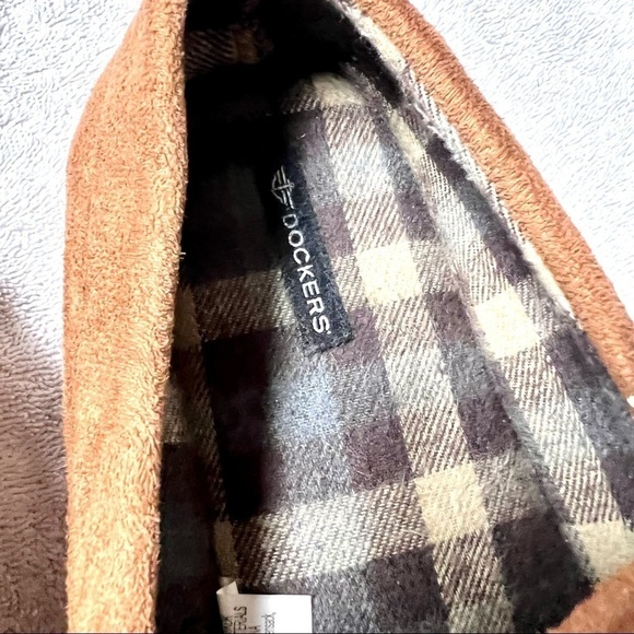 DOCKERS mens moccasin slippers tan suede size 11-12 - Picture 10 of 10